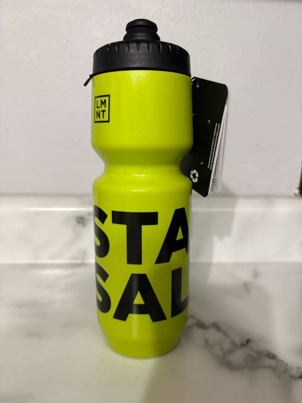 NWT LMNT Neon Green Water Bottle with Black Lid 26 oz.